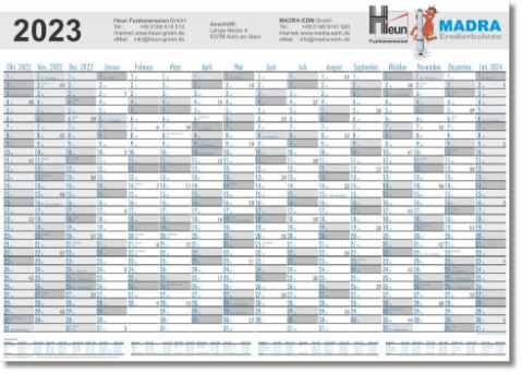 Plakatkalender 2023 mit 16 Monaten